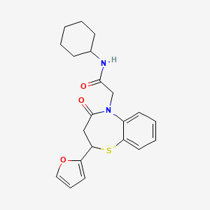 N-cyclohexyl-2-(2-(furan-2-yl)-4-oxo-3,4-dihydrobenzo[b][1,4]thiazepin-5(2H)-yl)acetamide