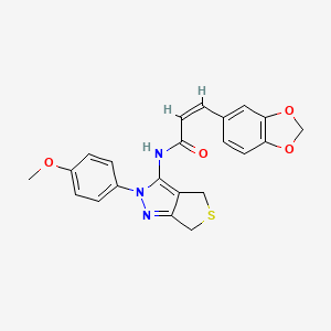 molecular formula C22H19N3O4S B2641545 (Z)-3-(benzo[d][1,3]dioxol-5-yl)-N-(2-(4-methoxyphenyl)-4,6-dihydro-2H-thieno[3,4-c]pyrazol-3-yl)acrylamide CAS No. 476458-20-5