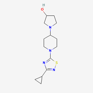 molecular formula C14H22N4OS B2641549 1-[1-(3-Cyclopropyl-1,2,4-thiadiazol-5-yl)piperidin-4-yl]pyrrolidin-3-ol CAS No. 2380063-13-6