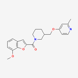 molecular formula C22H24N2O4 B2641550 4-{[1-(7-Methoxy-1-benzofuran-2-carbonyl)piperidin-3-yl]methoxy}-2-methylpyridine CAS No. 2380041-99-4