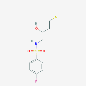 molecular formula C11H16FNO3S2 B2641553 4-Fluoro-N-(2-hydroxy-4-methylsulfanylbutyl)benzenesulfonamide CAS No. 2320574-73-8