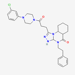 molecular formula C30H29ClN6O2 B2641580 1-{3-[4-(3-chlorophenyl)piperazin-1-yl]-3-oxopropyl}-4-(2-phenylethyl)-4H,5H-[1,2,4]triazolo[4,3-a]quinazolin-5-one CAS No. 2320547-38-2