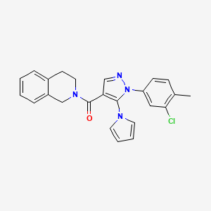 molecular formula C24H21ClN4O B2641581 (1-(3-chloro-4-methylphenyl)-5-(1H-pyrrol-1-yl)-1H-pyrazol-4-yl)(3,4-dihydroisoquinolin-2(1H)-yl)methanone CAS No. 1207030-99-6