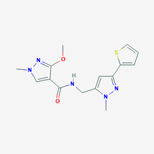 molecular formula C15H17N5O2S B2641584 3-Methoxy-1-methyl-N-[(2-methyl-5-thiophen-2-ylpyrazol-3-yl)methyl]pyrazole-4-carboxamide CAS No. 2309344-00-9