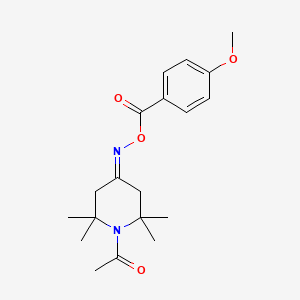 molecular formula C19H26N2O4 B2641589 1-(4-{[(4-Methoxybenzoyl)oxy]imino}-2,2,6,6-tetramethylpiperidino)-1-ethanone CAS No. 478079-94-6