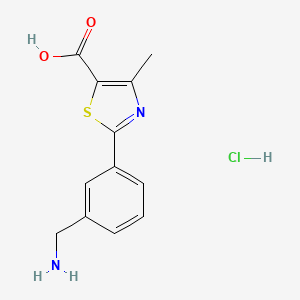 molecular formula C12H13ClN2O2S B2641592 2-[3-(Aminomethyl)phenyl]-4-methyl-1,3-thiazole-5-carboxylic acid;hydrochloride CAS No. 1368350-41-7