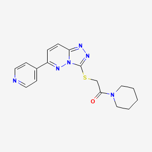 molecular formula C17H18N6OS B2641597 1-Piperidin-1-yl-2-[(6-pyridin-4-yl-[1,2,4]triazolo[4,3-b]pyridazin-3-yl)sulfanyl]ethanone CAS No. 894061-26-8