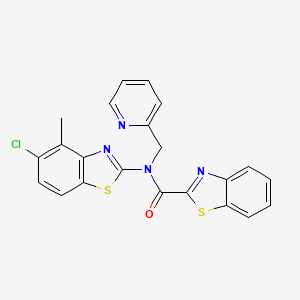 molecular formula C22H15ClN4OS2 B2641598 N-(5-chloro-4-methylbenzo[d]thiazol-2-yl)-N-(pyridin-2-ylmethyl)benzo[d]thiazole-2-carboxamide CAS No. 922871-09-8