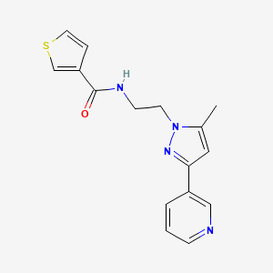 molecular formula C16H16N4OS B2641605 N-(2-(5-methyl-3-(pyridin-3-yl)-1H-pyrazol-1-yl)ethyl)thiophene-3-carboxamide CAS No. 2034289-38-6