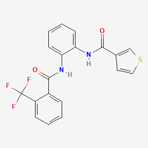 molecular formula C19H13F3N2O2S B2641606 N-(2-(2-(trifluoromethyl)benzamido)phenyl)thiophene-3-carboxamide CAS No. 1207049-09-9