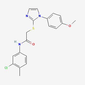 molecular formula C19H18ClN3O2S B2641613 N-(3-氯-4-甲基苯基)-2-[1-(4-甲氧基苯基)咪唑-2-基]硫代乙酰胺 CAS No. 688336-10-9