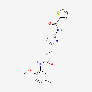 N-(4-(3-((2-methoxy-5-methylphenyl)amino)-3-oxopropyl)thiazol-2-yl)thiophene-2-carboxamide