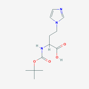 molecular formula C12H19N3O4 B2641623 4-Imidazol-1-yl-2-[(2-methylpropan-2-yl)oxycarbonylamino]butanoic acid CAS No. 1260639-38-0