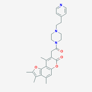 molecular formula C28H31N3O4 B264163 2,3,4,9-tetramethyl-8-(2-oxo-2-{4-[2-(4-pyridinyl)ethyl]-1-piperazinyl}ethyl)-7H-furo[2,3-f]chromen-7-one 