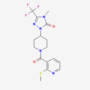 molecular formula C16H18F3N5O2S B2641631 4-methyl-1-(1-(2-(methylthio)nicotinoyl)piperidin-4-yl)-3-(trifluoromethyl)-1H-1,2,4-triazol-5(4H)-one CAS No. 2034602-25-8