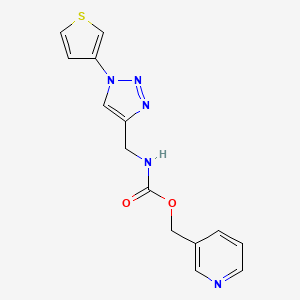 pyridin-3-ylmethyl ((1-(thiophen-3-yl)-1H-1,2,3-triazol-4-yl)methyl)carbamate