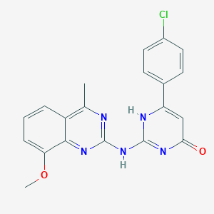 molecular formula C20H16ClN5O2 B264165 6-(4-chlorophenyl)-2-[(8-methoxy-4-methylquinazolin-2-yl)amino]-1H-pyrimidin-4-one 