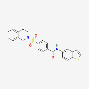 molecular formula C24H20N2O3S2 B2641659 N-(benzo[b]thiophen-5-yl)-4-((3,4-dihydroisoquinolin-2(1H)-yl)sulfonyl)benzamide CAS No. 397290-22-1