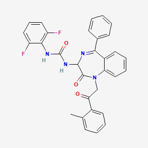 N-(2,5-diaza-2-(2-(2-methylphenyl)-2-oxoethyl)-3-oxo-6-phenylbicyclo[5.4.0]undeca-1(7),5,8,10-tetraen-4-yl)((2,6-difluorophenyl)amino)formamide