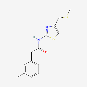 molecular formula C14H16N2OS2 B2641685 N-(4-((methylthio)methyl)thiazol-2-yl)-2-(m-tolyl)acetamide CAS No. 941885-08-1