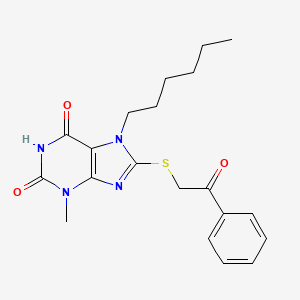 7-hexyl-3-methyl-8-((2-oxo-2-phenylethyl)thio)-1H-purine-2,6(3H,7H)-dione