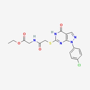 molecular formula C17H16ClN5O4S B2641718 ethyl 2-(2-((1-(4-chlorophenyl)-4-oxo-4,5-dihydro-1H-pyrazolo[3,4-d]pyrimidin-6-yl)thio)acetamido)acetate CAS No. 946318-23-6