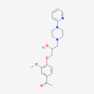 molecular formula C21H27N3O4 B2641728 1-Acetyl-4-[2-hydroxy-3-(4-(2-pyridyl)piperazinyl)propoxy]-3-methoxybenzene CAS No. 667891-15-8
