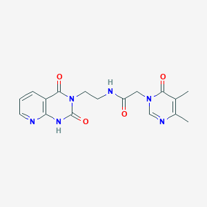 molecular formula C17H18N6O4 B2641739 2-(4,5-二甲基-6-氧代嘧啶-1(6H)-基)-N-(2-(2,4-二氧代-1,2-二氢吡啶并[2,3-d]嘧啶-3(4H)-基)乙基)乙酰胺 CAS No. 2034271-39-9