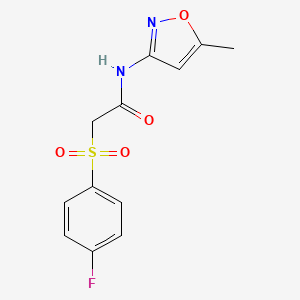 molecular formula C12H11FN2O4S B2641751 2-((4-fluorophenyl)sulfonyl)-N-(5-methylisoxazol-3-yl)acetamide CAS No. 895481-18-2