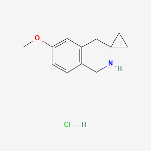 molecular formula C12H16ClNO B2641752 6-Methoxyspiro[2,4-dihydro-1H-isoquinoline-3,1'-cyclopropane];hydrochloride CAS No. 2287283-41-2