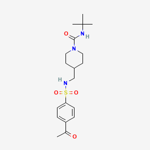 molecular formula C19H29N3O4S B2641754 4-((4-acetylphenylsulfonamido)methyl)-N-(tert-butyl)piperidine-1-carboxamide CAS No. 1235302-61-0