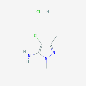 molecular formula C5H9Cl2N3 B2641765 4-chloro-1,3-dimethyl-1H-pyrazol-5-amine hydrochloride CAS No. 1909336-62-4