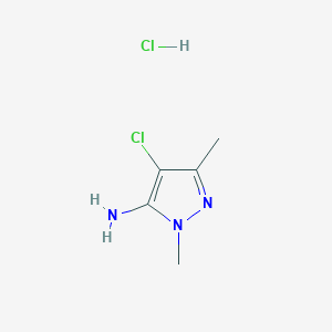 molecular formula C5H9Cl2N3 B2641765 4-氯-1,3-二甲基-1H-吡唑-5-胺盐酸盐 CAS No. 1909336-62-4