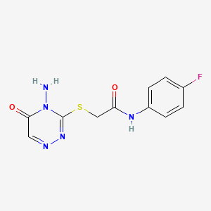 molecular formula C11H10FN5O2S B2641771 2-[(4-amino-5-oxo-1,2,4-triazin-3-yl)sulfanyl]-N-(4-fluorophenyl)acetamide CAS No. 869068-23-5