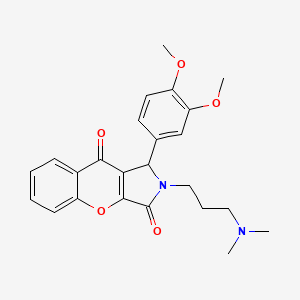 molecular formula C24H26N2O5 B2641783 1-(3,4-Dimethoxyphenyl)-2-(3-(dimethylamino)propyl)-1,2-dihydrochromeno[2,3-c]pyrrole-3,9-dione CAS No. 631868-15-0