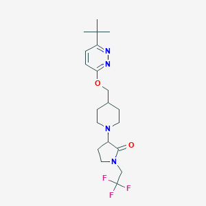 molecular formula C20H29F3N4O2 B2641788 3-[4-[(6-Tert-butylpyridazin-3-yl)oxymethyl]piperidin-1-yl]-1-(2,2,2-trifluoroethyl)pyrrolidin-2-one CAS No. 2308040-29-9
