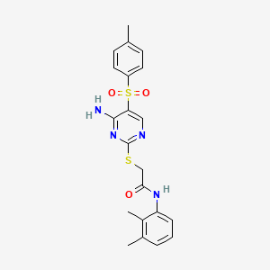 molecular formula C21H22N4O3S2 B2641791 2-((4-amino-5-tosylpyrimidin-2-yl)thio)-N-(2,3-dimethylphenyl)acetamide CAS No. 894952-52-4