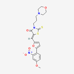 molecular formula C22H23N3O6S2 B2641792 (Z)-5-((5-(4-methoxy-2-nitrophenyl)furan-2-yl)methylene)-3-(3-morpholinopropyl)-2-thioxothiazolidin-4-one CAS No. 875285-92-0