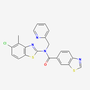 molecular formula C22H15ClN4OS2 B2641809 N-(5-chloro-4-methylbenzo[d]thiazol-2-yl)-N-(pyridin-2-ylmethyl)benzo[d]thiazole-6-carboxamide CAS No. 922981-48-4