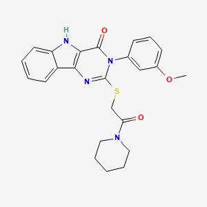 molecular formula C24H24N4O3S B2641834 3-(3-甲氧苯基)-2-((2-氧代-2-(哌啶-1-基)乙基)硫代)-3H-嘧啶并[5,4-b]吲哚-4(5H)-酮 CAS No. 536706-25-9