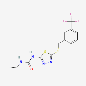 molecular formula C13H13F3N4OS2 B2641877 N-ethyl-N'-(5-{[3-(trifluoromethyl)benzyl]sulfanyl}-1,3,4-thiadiazol-2-yl)urea CAS No. 692287-74-4