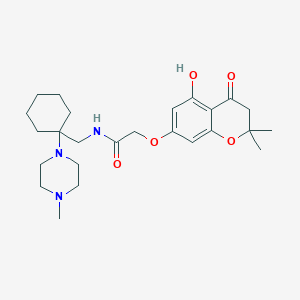 molecular formula C25H37N3O5 B264189 2-[(5-hydroxy-2,2-dimethyl-4-oxo-3,4-dihydro-2H-chromen-7-yl)oxy]-N-{[1-(4-methyl-1-piperazinyl)cyclohexyl]methyl}acetamide 