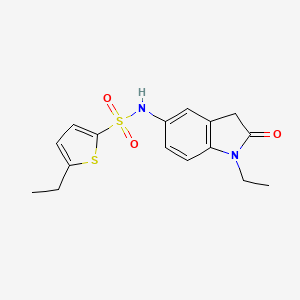 molecular formula C16H18N2O3S2 B2641900 5-ethyl-N-(1-ethyl-2-oxoindolin-5-yl)thiophene-2-sulfonamide CAS No. 921786-83-6