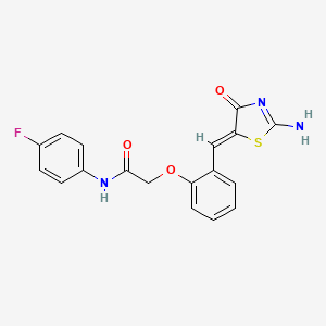 molecular formula C18H14FN3O3S B2641915 (Z)-2-(2-((2-amino-4-oxothiazol-5(4H)-ylidene)methyl)phenoxy)-N-(4-fluorophenyl)acetamide CAS No. 867311-77-1