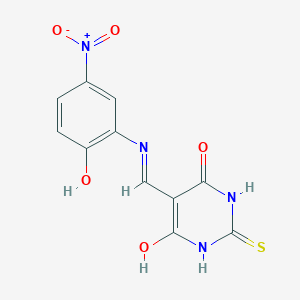 molecular formula C11H8N4O5S B2641916 5-(((2-羟基-5-硝基苯基)氨基)亚甲基)-2-硫代二氢嘧啶-4,6(1H,5H)-二酮 CAS No. 383167-86-0