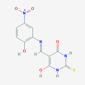 molecular formula C11H8N4O5S B2641916 5-(((2-hydroxy-5-nitrophenyl)amino)methylene)-2-thioxodihydropyrimidine-4,6(1H,5H)-dione CAS No. 383167-86-0