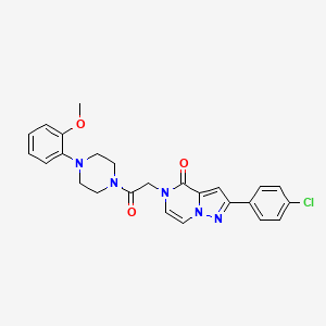 molecular formula C25H24ClN5O3 B2641919 2-(4-chlorophenyl)-5-{2-[4-(2-methoxyphenyl)piperazin-1-yl]-2-oxoethyl}pyrazolo[1,5-a]pyrazin-4(5H)-one CAS No. 941939-25-9