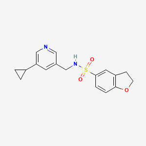 molecular formula C17H18N2O3S B2641924 N-((5-cyclopropylpyridin-3-yl)methyl)-2,3-dihydrobenzofuran-5-sulfonamide CAS No. 2034393-16-1