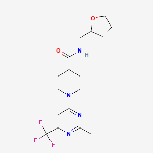 molecular formula C17H23F3N4O2 B2641929 1-[2-甲基-6-(三氟甲基)嘧啶-4-基]-N-(四氢呋喃-2-基甲基)哌啶-4-甲酰胺 CAS No. 1775528-91-0