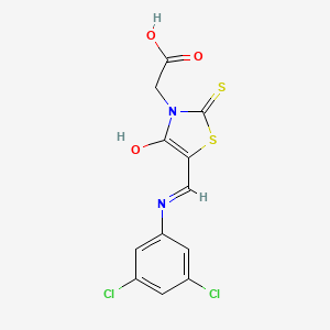 molecular formula C12H8Cl2N2O3S2 B2641936 (Z)-2-(5-(((3,5-dichlorophenyl)amino)methylene)-4-oxo-2-thioxothiazolidin-3-yl)acetic acid CAS No. 712307-89-6